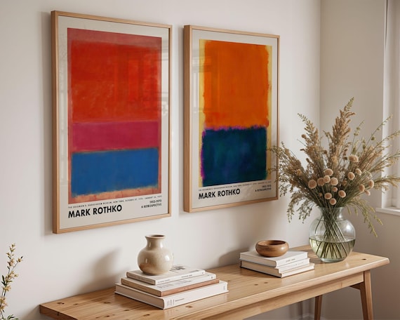 Mark Rothko Set of 2 Posters, Rothko Blue, Orange Poster, Rothko