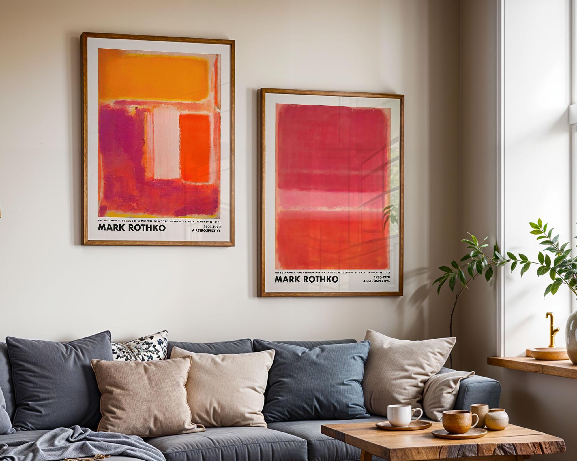 Orange Red Rothko Set of 2 Prints, Mark Rothko Poster, Rothko Wall