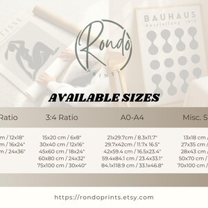 The image is a collection of various print sizes available from Rondo Prints, including 2x3, 3x4, and AO-A4 sizes, as well as miscellaneous sizes.