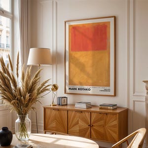 Impression Mark Rothko, affiche vintage jaune orange, impression d'art, impression d'exposition de musée, peinture Rothko, décoration minimaliste, art abstrait
