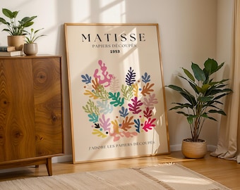 Matisse Colorful Bouquet Poster, Papiers Découpés Print, Henri Matisse Wall Art, Boho Wall Decor, Living Room Decor, Mid Century Modern Art