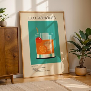 Sztuka koktajlowa w starym stylu, plakat ze sztuką koktajlową, plakat z drinkiem retro minimalistyczny, sztuka ścienna z koktajlem, dekoracja sztuki barowej, sztuka ścienna do kuchni