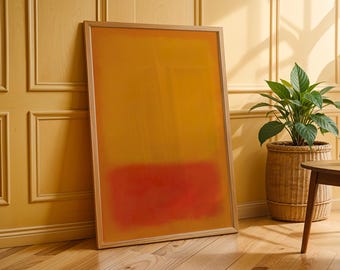 Póster naranja y amarillo de Mark Rothko, arte mural vintage, lámina de Rothko, lámina de exposición de museo, pintura de Rothko, decoración mural minimalista