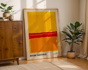 Yellow Red Orange Rothko Wall Art, Vintage Poster, Rothko Print, Museum Exhibition Print, Rothko Painting, Minimalist Wall Decor