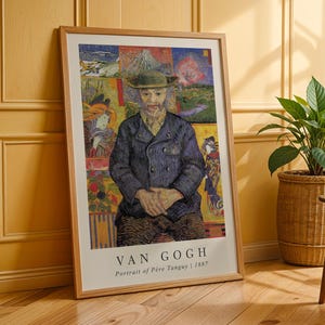 Ritratto di Pere Tanguy, manifesto della mostra di Vincent van Gogh, dipinto d'arte vintage, stampa d'arte di Van Gogh, arredamento per la casa, opere d'arte famose, idea regalo