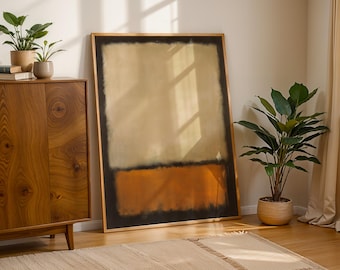 Cuadro de Mark Rothko en tonos marrones y grises, póster vintage, lámina de Rothko, lámina de exposición de museo, pintura de Rothko, decoración minimalista, arte abstracto.