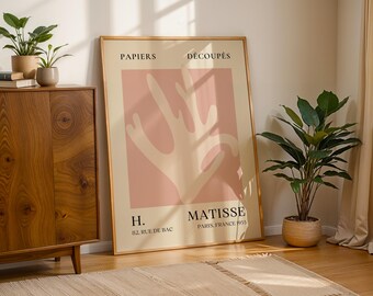 Matisse Pink Abstract Poster, Exhibition Art Print, Henri Matisse Wall Art, Boho Decor, Papiers Découpés, Mid Century Modern, Museum Print