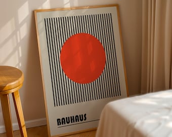 Bauhaus Red Circle Print, Bauhaus Ausstellung Poster, Geometric Art Print, Minimalist Wall Decor, Mid Century Modern Wall Art, Gallery Wall