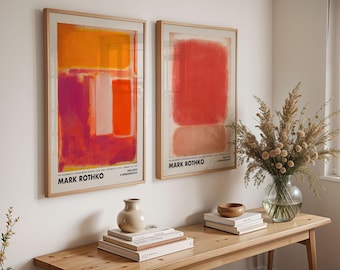 Orange Red Rothko Set of 2 Prints, Mark Rothko Poster, Rothko Wall