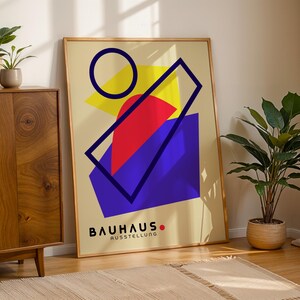 Bauhaus Minimalist Shapes Print, Retro Bauhaus Poster, Mid Century Modern Art, Geometric Print, Minimalist Wall Decor, Living Room Art