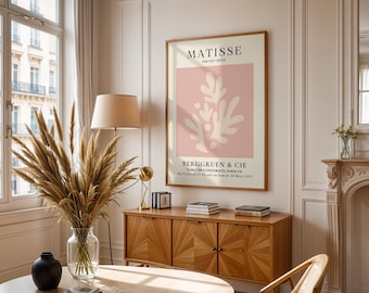 Matisse Pink Leaves Print, Matisse Exhibition Print, Henri Matisse Wall Art, Boho Decor, Papiers Découpés, Mid Century Modern, Museum Print
