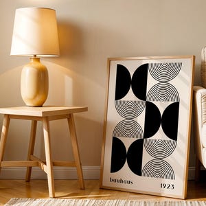 Black Half Circle Bauhaus Exhibition Poster, Bauhaus Ausstellung, Geometric Art Print, Minimalist Wall Decor, Mid Century Modern Wall Art