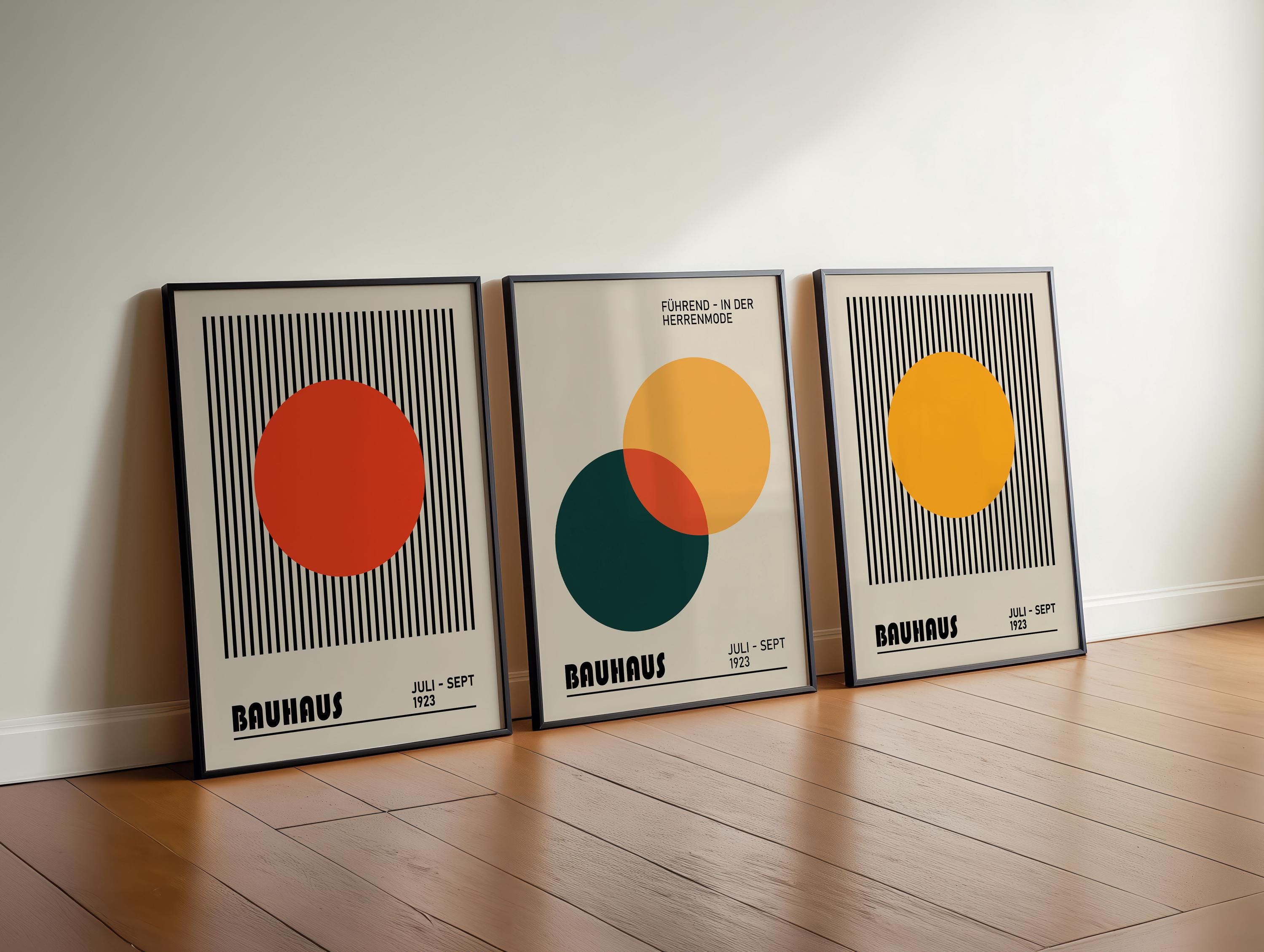 Retro Bauhaus Set of 3 Posters, 3 Piece Bauhaus Wall Art Set, Geometric ...