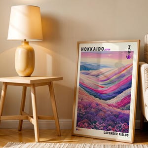 Hokkaido Lavender Fields Poster, Japanese Art Print, Japanese Vintage Wall Art, Japandi Poster, Aesthetic Minimalism, Gallery Art, Gift Idea