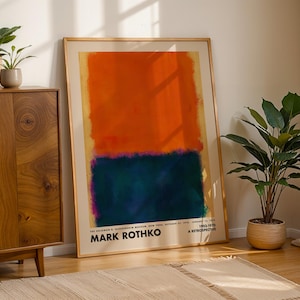 Orange and Blue Mark Rothko Wall Art, Vintage Poster, Rothko Print, Museum Exhibition Print, Rothko Painting, Minimalist Decor, Abstract Art