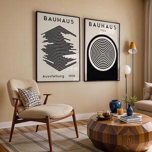 Bauhaus Set of 2 Wall Art, Bauhaus Exhibition Art, Bauhaus Poster, Geometric Art Print, Minimalist Wall Decor, Mid Century Modern Wall Art