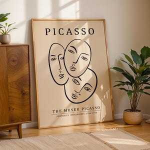 Pablo Picasso Three Faces Print, Picasso Poster, Picasso Wall Art, Abstract Modern Art, Line Art, Minimalist Gift Idea, Ideal Home Decor