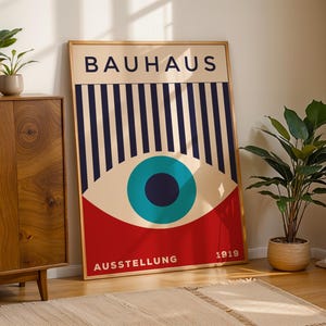 Bauhaus Oog Muurdecoratie, Bauhaus Ausstellung Tentoonstellingskunst, Geometrische Kunstprint, Minimalistische Muurdecoratie, Muurdecoratie in Mid-Century Modern stijl