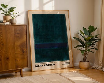 Blue and Green Mark Rothko Wall Art, Vintage Poster, Rothko Print, Museum Exhibition Print, Rothko Painting, Minimalist Decor, Abstract Art