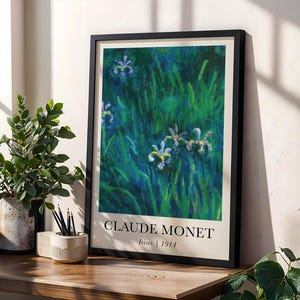 Póster de Claude Monet, lirios, impresión de Monet, decoración francesa vintage para el hogar, arte impresionista colorido, arte mural moderno de mediados de siglo. A4/A3/A2/A1