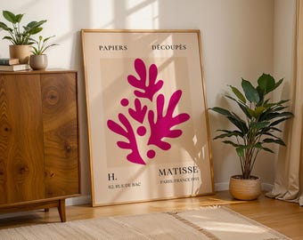 Henri Matisse Pink Coral Poster, Papiers Découpés Print, Henri Matisse Wall Art, Boho Wall Decor, Papiers Découpés, Mid Century Modern Art