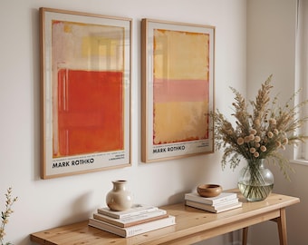 Mark Rothko Set of 2 Wall Art, Rothko Beige Poster, Rothko Wall Decor, Aesthetic Wall Art, Mid Century Modern, Museum Exhibition Print
