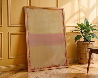 Cuadro de Mark Rothko en tonos rosa y beige, póster vintage, lámina de arte de Rothko, lámina de exposición de museo, pintura de Rothko, decoración minimalista, arte abstracto.