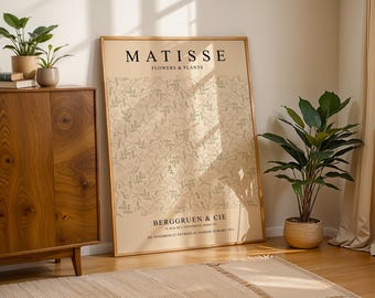 Matisse Floral Pattern Print, Flowers and Plants Poster, Henri Matisse Wall Art, Boho Wall Decor, Papiers Découpés, Mid Century Modern Art