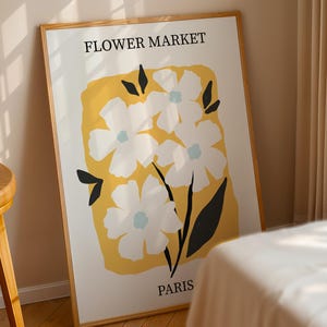 Paris Flower Market Print, Botanical Wall Art Print, Flower Market Poster, Modern Floral Art Poster, Living Room Decor, Bedroom Wall