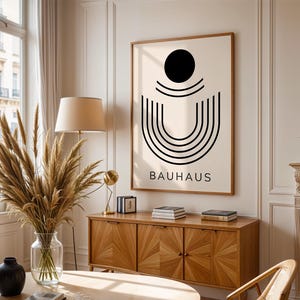 Circle Line Bauhaus Exhibition Poster, Bauhaus Ausstellung Art, Geometric Art Print, Minimalist Wall Decor, Mid Century Modern Wall Art