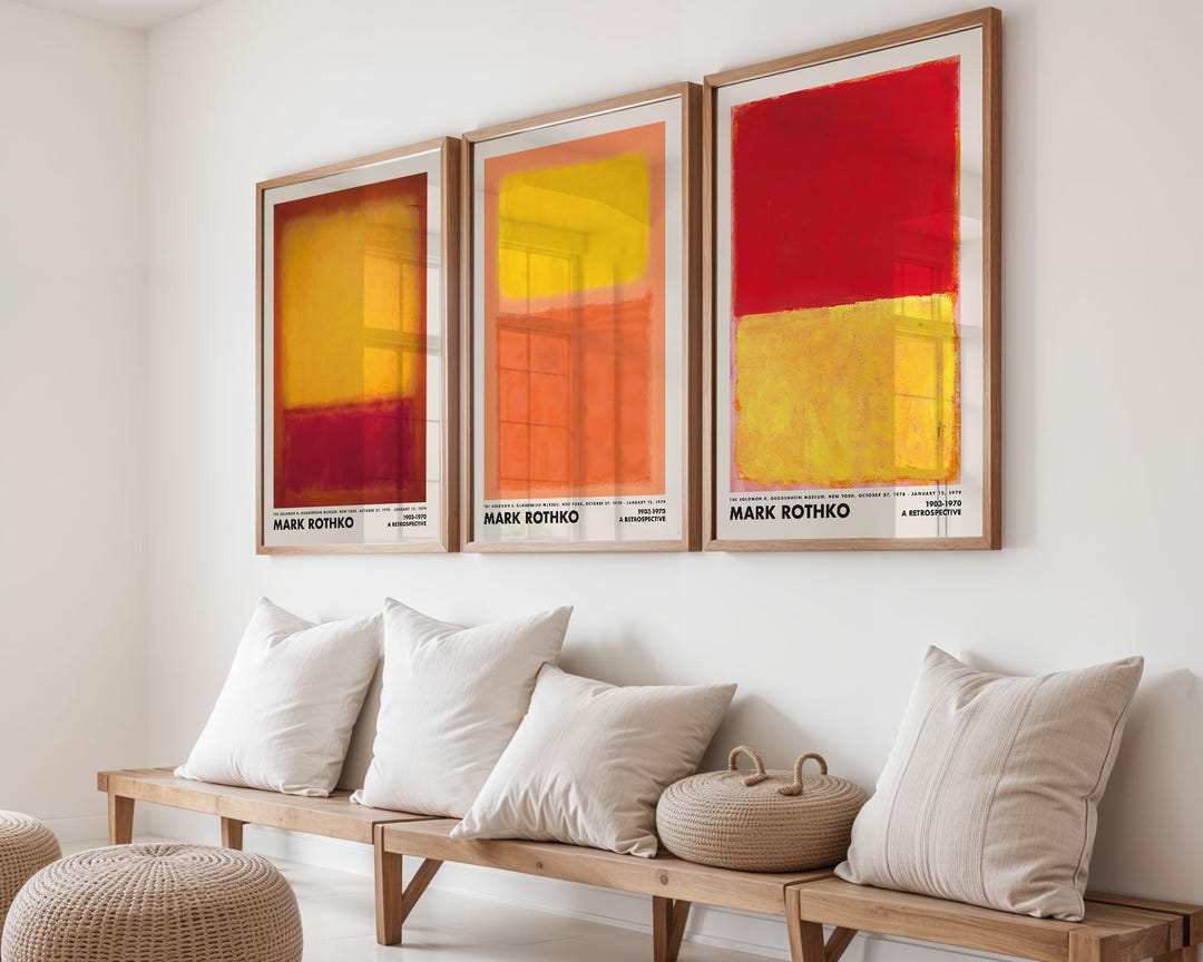 マーク・ロスコ ウォールアート3点セット、ロスコ レッド