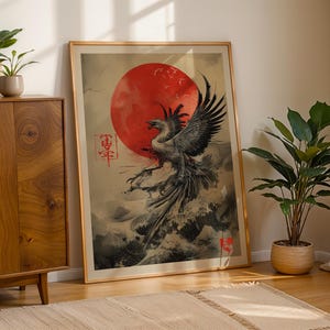 Japanese Phoenix Poster, Japanese Art Print, Japanese Vintage Wall Art, Japandi Poster, Retro Wall Decor, Gallery Wall Art, Gift Idea