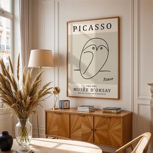 Pablo Picasso Abstract Owl Print, Picasso Poster, Picasso Wall Art, Abstract Modern Art, Line Art, Minimalist Gift Idea, Ideal Home Decor