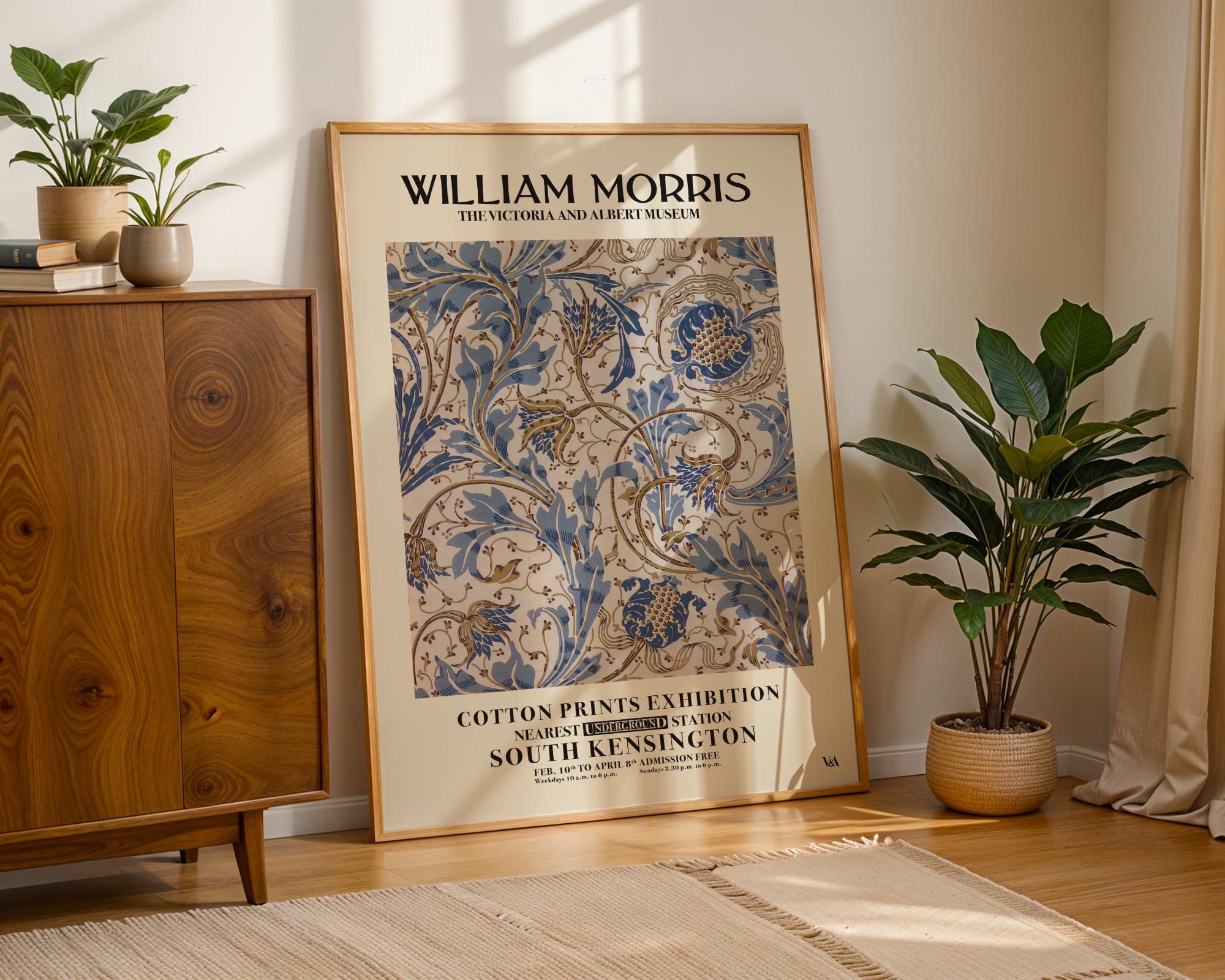 William Morris Marigold Blue Gold Floral Print, Arts & Crafts Wall