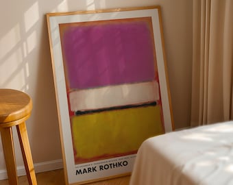 Mark Rothko Druck, Lila Beige Gelb Vintage Poster, Kunstdruck, Museum Ausstellung Druck, Rothko Malerei, Minimalistisches Dekor, Abstrakte Kunst