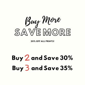 text that advertises a sale, offering discounts on various purchases. It includes phrases like "Buy More SAVE MORE" and "Buy 2 and Save 30%", as well as "Buy 3 and Save 35%". The text is written in a simple, sans-serif font and is designed to be easily readable and visually appealing.
