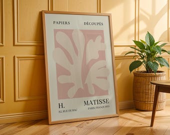 Matisse Abstract Pink Print, Exhibition Art Print, Henri Matisse Wall Art, Boho Decor, Papiers Découpés, Mid Century Modern, Museum Print