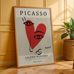 Pablo Picasso Abstract Heart Face Print, Picasso Poster, Picasso Wall Art, Abstract Modern Art, Line Art, Minimalist Gift, Ideal Home Decor