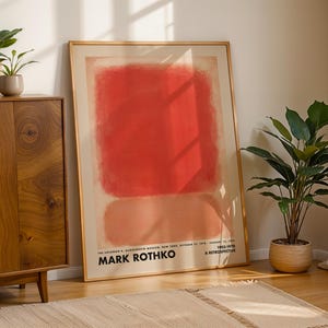 Mark Rothko Red and Pink Poster, Vintage Wall Art, Rothko Print, Museum Exhibition Print, Rothko Painting, Minimalist Decor, Abstract Art