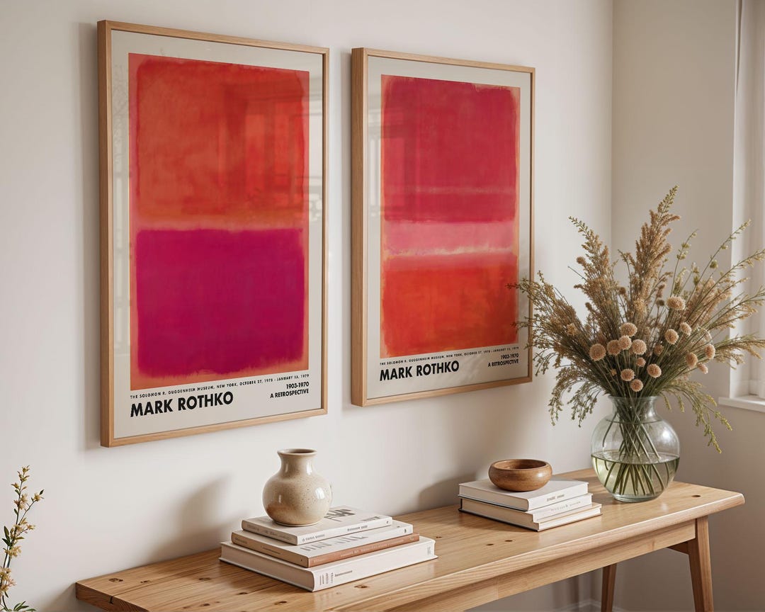 Set of 2 Rothko Prints, Red and Pink Wall Art, Mark Rothko Poster ...