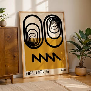 Bauhaus Abstract Face Poster, Retro Bauhaus Print, Mid Century Modern Art, Geometric Art Print, Minimalist Wall Decor, Living Room Wall Art