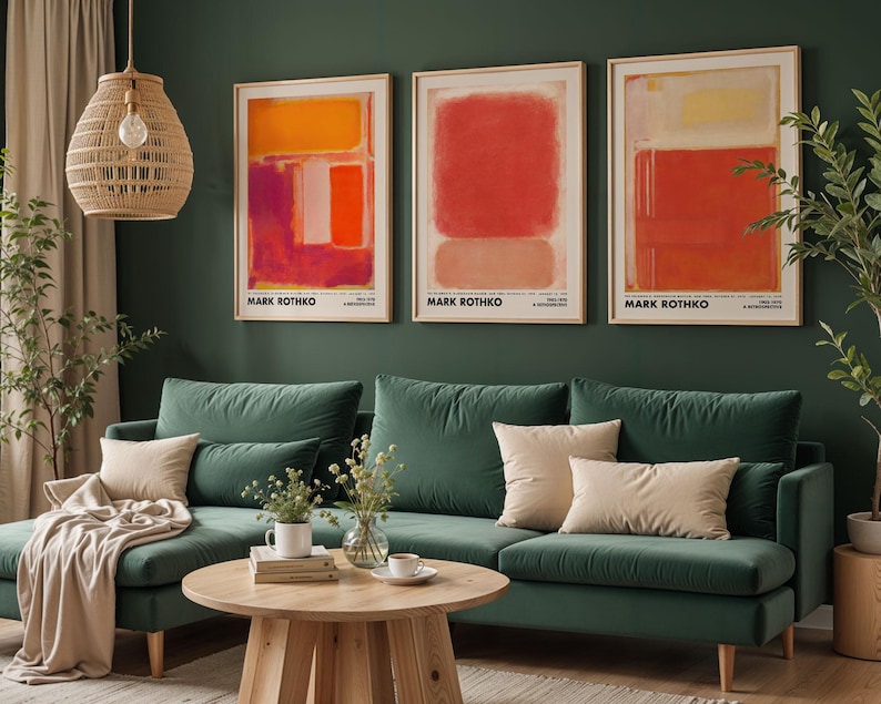 Set of 3 Rothko Prints, Orange, Red and Pink, Abstract Gallery Wall ...