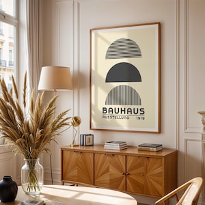 Bauhaus Halbkreise Poster, Retro Bauhaus-Druck, Mid Century Modern Art, Grauer geometrischer Druck, Minimalistische Wanddekoration, Wohnzimmer Wandkunst