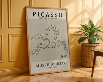 Pablo Picasso Horse Print, Picasso Poster, Picasso Wall Art, Abstract Modern Art, Line Art, Minimalist Gift Idea, Ideal Home Decor