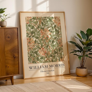 Poster verde di William Morris, stampa di caprifoglio, arte di William Morris, arte murale di William Morris, arredamento per la casa, arte da galleria, arte botanica