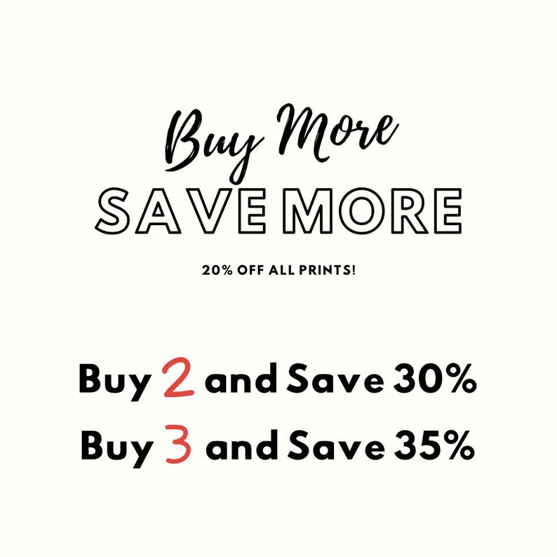 text that advertises a sale, offering discounts on various purchases. It includes phrases like "Buy More SAVE MORE" and "Buy 2 and Save 30%", as well as "Buy 3 and Save 35%". The text is written in a simple, sans-serif font and is designed to be easily readable and visually appealing.