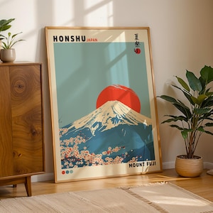 Mount Fuji Poster, Japanese Art Print, Japanese Vintage Wall Art, Japandi Poster, Aesthetic Minimalism, Gallery Wall Art, Housewarming Gift