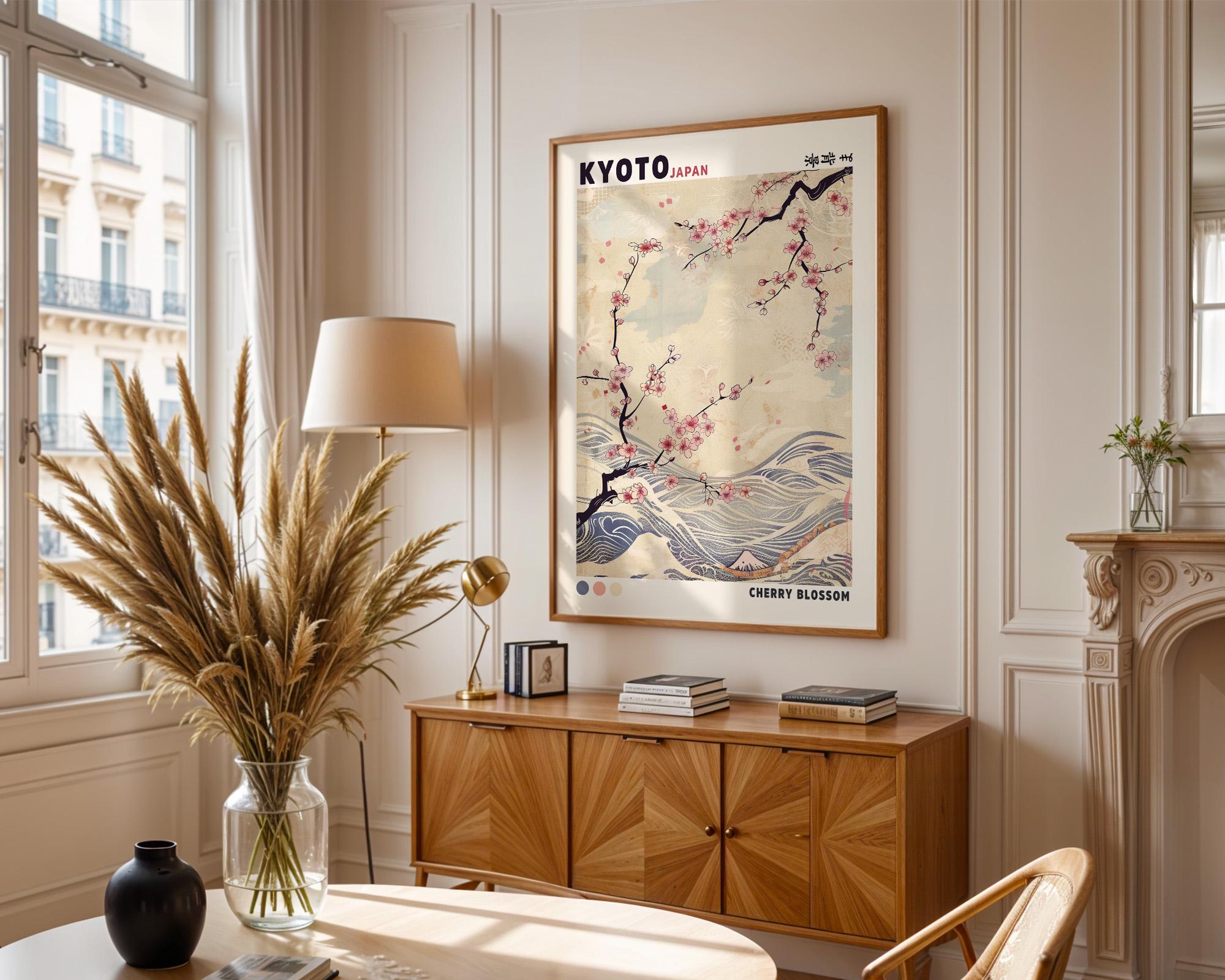 Kyoto Cherry Blossom Poster, Japanese Art Print, Japanese Vintage