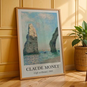 Póster de Claude Monet, Acantilados de Etretat, Impresión de Monet, Decoración francesa vintage para el hogar, Arte impresionista colorido, Arte moderno de mediados de siglo, A1/A2/A3/A4