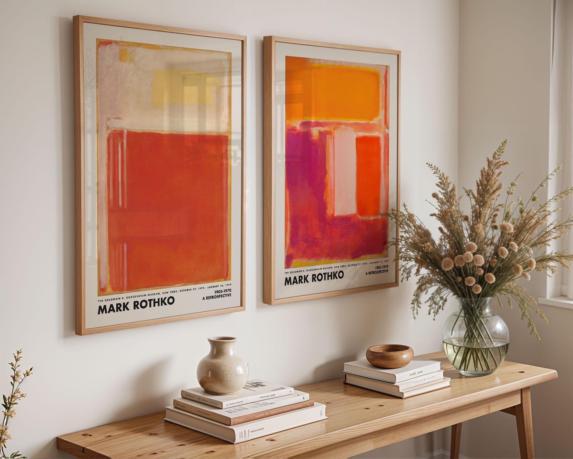 Rothko Pink, Yellow, and Red Set of 2 Prints, Mark Rothko Poster